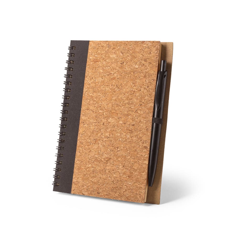 VICENTE. Caderno B6 de capa dura em cortiça e PET 100% reciclado, com páginas lisas recicladas Code.: 93285