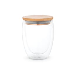 ECUADOR L. Copo em vidro isotérmico (borossilicato), térmico com parede dupla isolada a ar e tampa em bambu 350 mL Code.: 94767 - foto 1