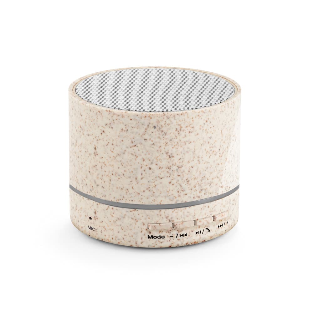 RE-LINEU. Caixa de som portátil com microfone e autonomia de 4h30 (400 mAh), em fibra de palha de trigo e ABS 100% reciclado Code.: 97930