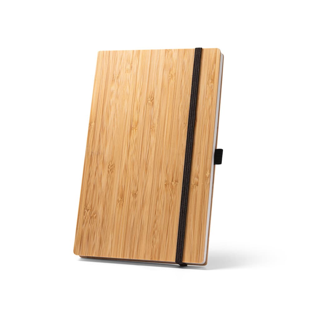 BUARQUE A5. Caderno A5 de capa e contracapa em placa de bambu e lombada em PET 100% reciclado, com páginas pautadas recicladas Code.: 93582