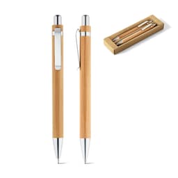 MELLO. Conjunto de caneta esferográfica com escrita em azul e lapiseira, ambas em bambu Code.: 51162 - foto 2