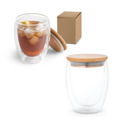 ECUADOR L. Copo em vidro isotérmico (borossilicato), térmico com parede dupla isolada a ar e tampa em bambu 350 mL Code.: 94767 - foto 2