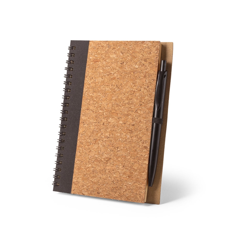VICENTE. Caderno B6 de capa dura em cortiça e PET 100% reciclado, com páginas lisas recicladas Code.: 93285
